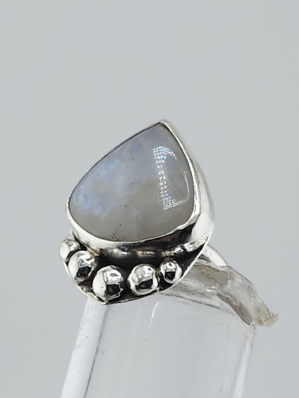 MOONSTONE TEAR DROP RING HANDMADE I  STERLING SILVER SIZE 7.5